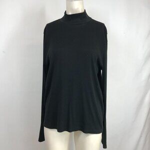 J. CREW - WOMEN'S XXL - BLACK RIBBED TURTLE NECK COTTON BLEND TOP SHIRT